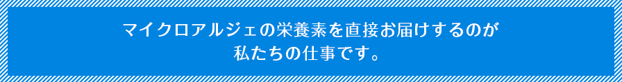 マイクロアルジェの栄養素を直接お届けするのが私たちの仕事です。